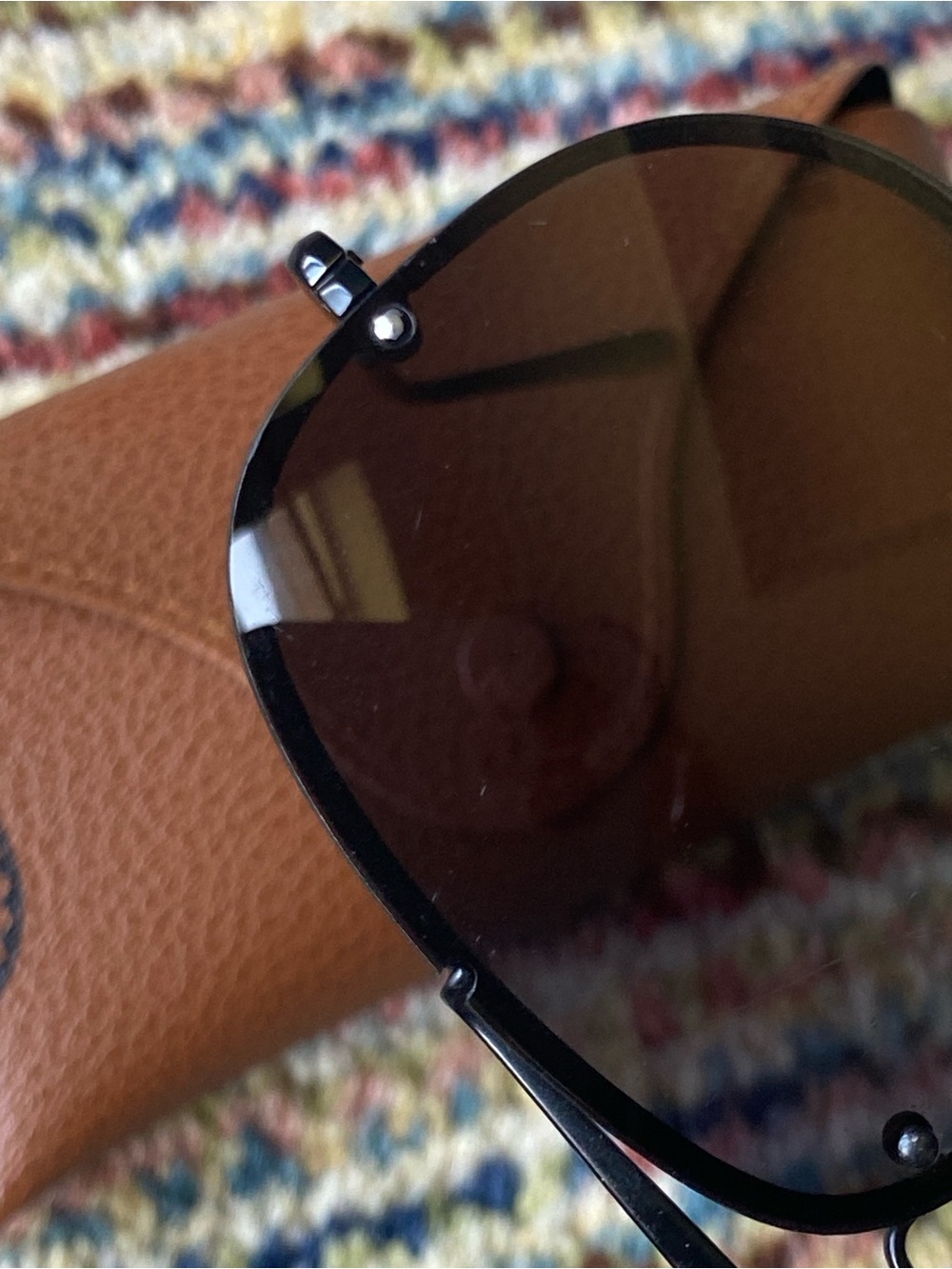 Ray-Ban Black Sunglasses with Brown Leather Case - Picture 11 of 13
